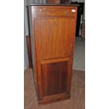 An early to mid 19th Century mahogany side cupboard, three tier shelves in lower cupboard.