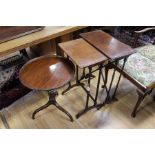 A collection of furniture, comprising mahogany tripod table, two occasional tables (originally