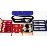 A collection of silver ware to include two cased  sets of  teaspoons, six to each, Sheffield 1966