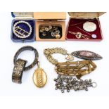 A collection of  Georgian and Victorian and later jewellery to include a Georgian paste set oval