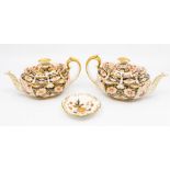 Two mid 20th Century Royal Crown Derby teapots, 2451 and a pin dish