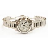A Gucci Pantheon chronograph stainless steel unisex wristwatch, white dial, with subsidiary dials