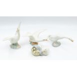 Four Lladro figures of geese