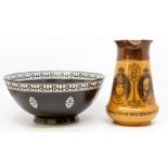 A Royal Doulton stone ware Royal Commemorative jug, King Edward VII 1902 and a Royal Worcester bowl