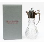 A Francis Howard Ltd cut glass and EPNS claret jug, complete with presentation box