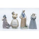 Three Nao figures with animals and another of two nuns