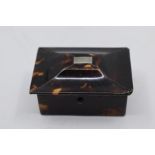 A 19th Century tortoiseshell small ring box and cover, domed cover inset with white metal cartouche