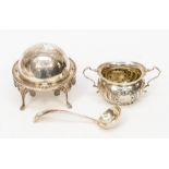 An Edwardian two handled sugar bowl, wyvern fluted with central vacant cartouche, Birmingham, date