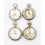 A collection of four pocket watches, including a silver Victorian pocket watch 1879, mostly AF