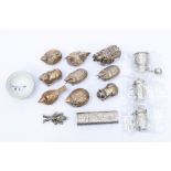 A group of Asian plate and low grade silver to include: various animal pill boxes - fowl,