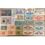 Album of banknotes, to include German Banknotes, 5 million mark, Two mark inflation Banknote, 1910