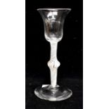 A George III wine glass, air twist stem, trumpet shaped bowl, 15cms high approx