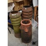 Three clay chimney pots