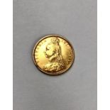 Victoria, 1892 Half Sovereign, lower shield spread apart date. Condition, wear to high points with