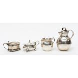 A collection of silver to include: jersey cream jug, by William Griffiths, Birmingham, 1898; a plain