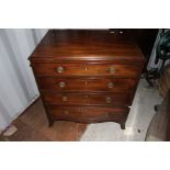 A George III style mahogany chest on drawers, fitted with four long graduated drawers, flat front,
