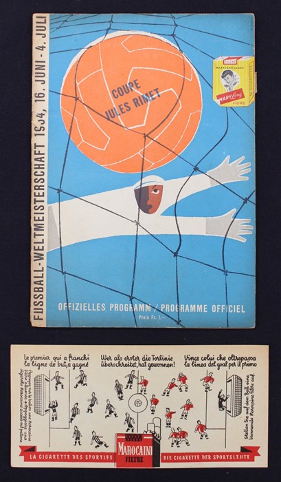 World Cup: A 1954 World Cup Final programme, Hungary v. Germany, 4th July 1954, cigarette sticker to