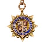 Football Medal: A 9ct gold and enamel 'Gresley Charity Cup Competition' medal, inscribed to