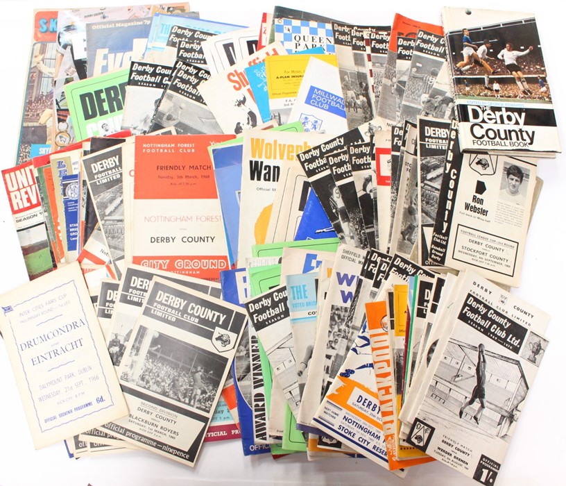 Football Programmes: A collection of assorted Derby County home and away programmes from the late