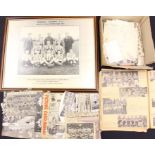 Football Memorabilia: A collection of various loose newspaper cuttings, some signed; together with a