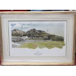 Cricket Interest: A framed and glazed print, Newlands Cape Town, by Richie Ryall, 505/875, signed
