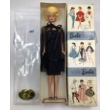 Barbie: Vintage 1964 Barbie Black Magic Ensemble. Ref 1609.  Wearing black satin dress, tulle
