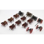 Britains: A collection of three Britains, Royal Horse Artillery, unboxed, pre-war, together with two