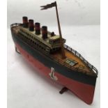 Tinplate: A vintage, tinplate Ocean Liner made by Arnold (Germany), 1920-30. Clockwork motor (not