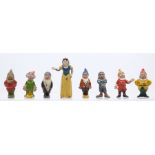 Britains: A Britains, Snow White and the Seven Dwarfs set, No. 1654, complete, 1930's, general paint