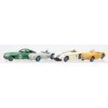 Dinky: A collection of four Dinky Toys, playworn racing cars, to comprise: Austin-Healey #21, 109;