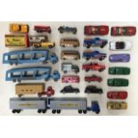 Diecast: A collection of assorted diecast vehicles to include Mini Dinky Cars, Matchbox Horsebox,