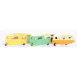 Dinky: A collection of three unboxed Dinky Toys caravans to comprise: 190; Four-Berth Caravan 188;