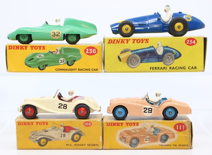 Dinky: A collection of four boxed Dinky Toys to comprise: Connaught Racing Car, 236, green