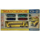 Matchbox: A boxed Matchbox G-2 Gift Set containing: diecast Guy Warrior Transporter and four cars,
