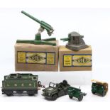 Astra: A boxed Astra Anti-Aircraft Gun and boxed Fort Gun, together with two Britains Field Guns and