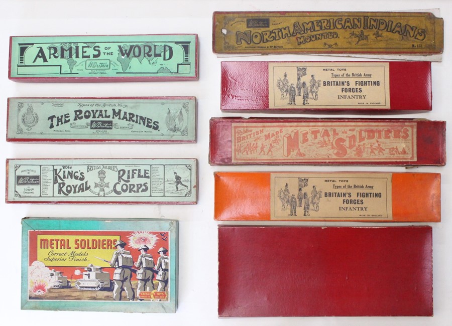 Britains: A collection of Britains, Johillco, Reka, and Crescent Toys, early 20th century empty