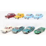 Dinky: A collection of eight unboxed, playworn, Dinky Toys vehicles to comprise: Hillman Imp; AA