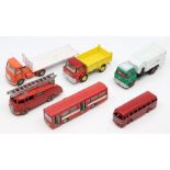 Dinky: A collection of six unboxed, playworn, Dinky Toys vehicles to comprise: AEC Articulated Lorry