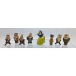 Snow White: A collection of hand painted, cast metal figures, Snow White and the Seven Dwarfs.