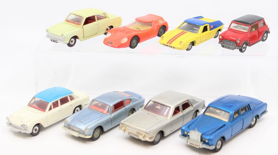 Dinky: A collection of eight unboxed, playworn, Dinky Toys vehicles, to comprise: Triumph 2000, 135;