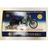 Franklin Mint: A boxed, Harley Davidson Motorcycle 1:10 scale model. Limited edition Christmas 2001.