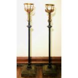 A pair of 19th century Ecclesiastical cast iron and brass church stands, in the manner of