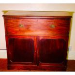 A George III mahogany secretaire, circa 1800, rectangular moulded edge top above a fall front drawer