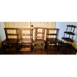 Six various 19th/20th century pine prie dieu chairs; a mahogany corner whatnot (7)