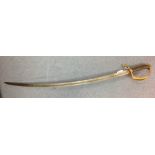 German made Cavalry Sabre with curved, single edged fullered blade 840mm in length. Maker marked