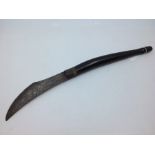 A Slaughtering Knife, possibly religious in nature, with 190mm curved single edged blade. No