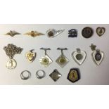 WW1 and WW2 British Military Sweetheart Brooches to include 1916 RAMC in silver and Tortoiseshell:
