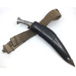 WW2 British Kukri Knife with 290mm long blade. Alloy and brass hilt. Overall length 390mm.