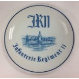 WW2 Third Reich Commemorative Plate for Infantry Regt 11. Maker marked for Meissen on reverse. 252mm