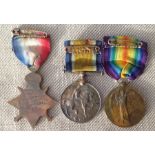 WW1 British 1914-15 Star, War Medal and Victory Medal to 21904 Cpl JC Routledge, Liverpool Regt.